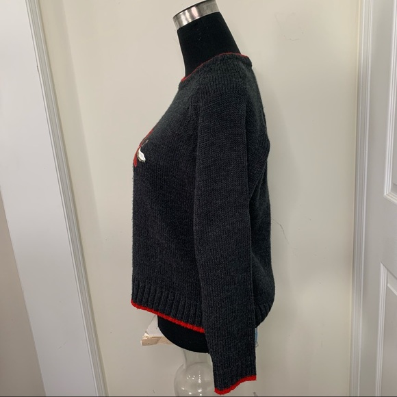 Jenny Anthro Rare Unique Knit Blue Jay Embroidered Bird Sweatshirt Sweater - Picture 7 of 9